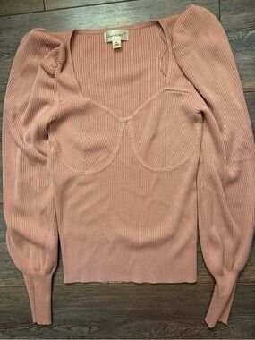 Women's Ribbed Sweetheart Neck Sweater - Dusty Rose